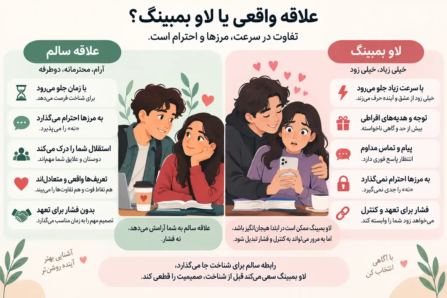 تفاوت علاقه واقعی و لاو بمبینگ